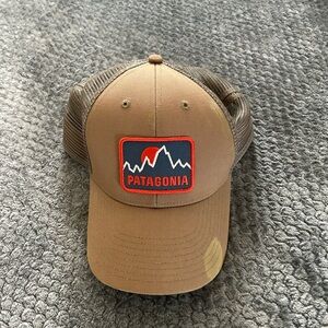 Patagonia Tan and Brown Logo Trucker Hat